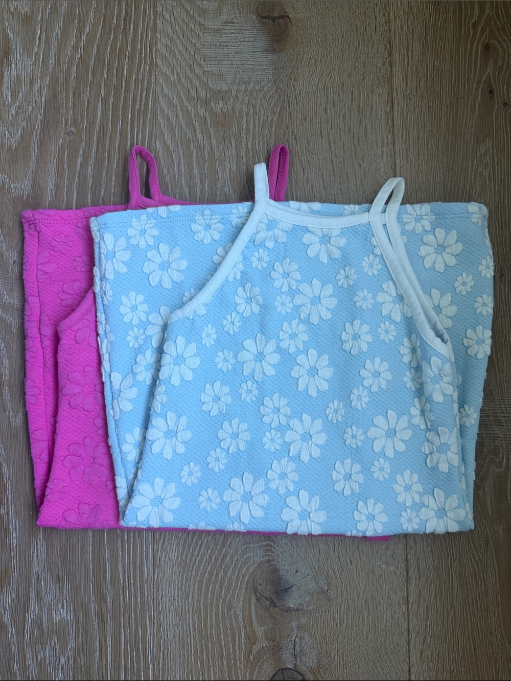 art class Floral Texture Spaghetti Strap Tanks - Light Blue & Pink